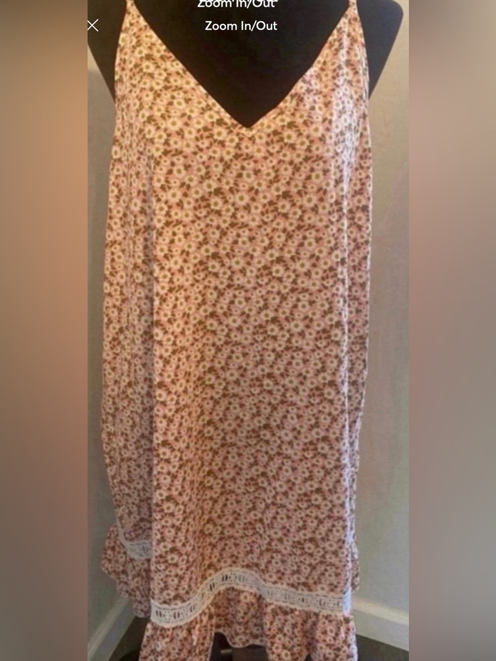 Women’s Floral Slip Maxi Dress with Lace Trim - Pink (Size XL)